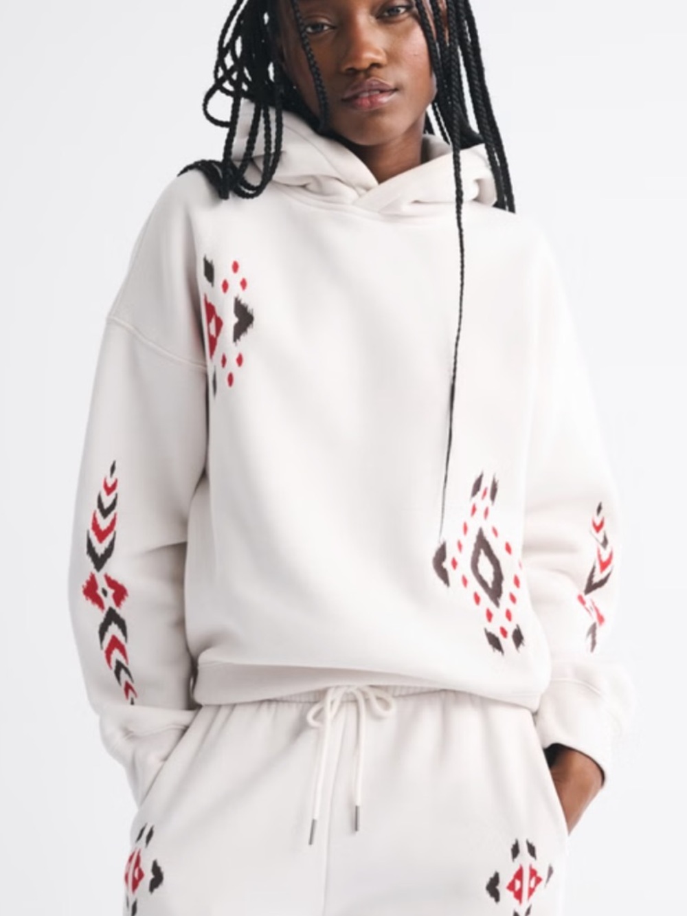 A&F Sunday Hoodie & High Rise Sweatpants Sand Pattern